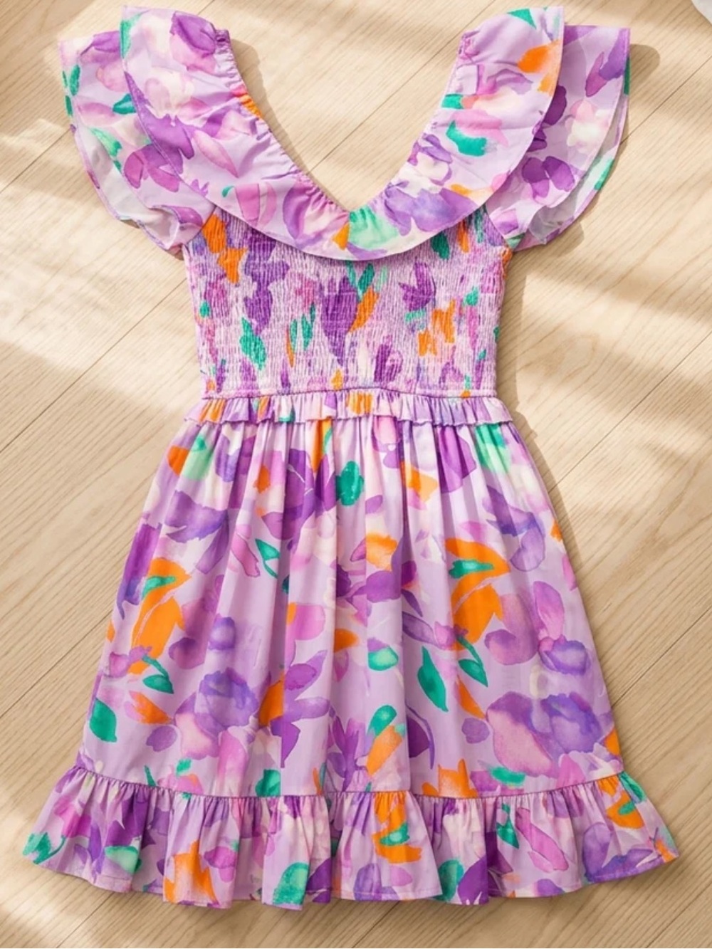 Lilac dreamscape Floral Dress meet me in Santorini